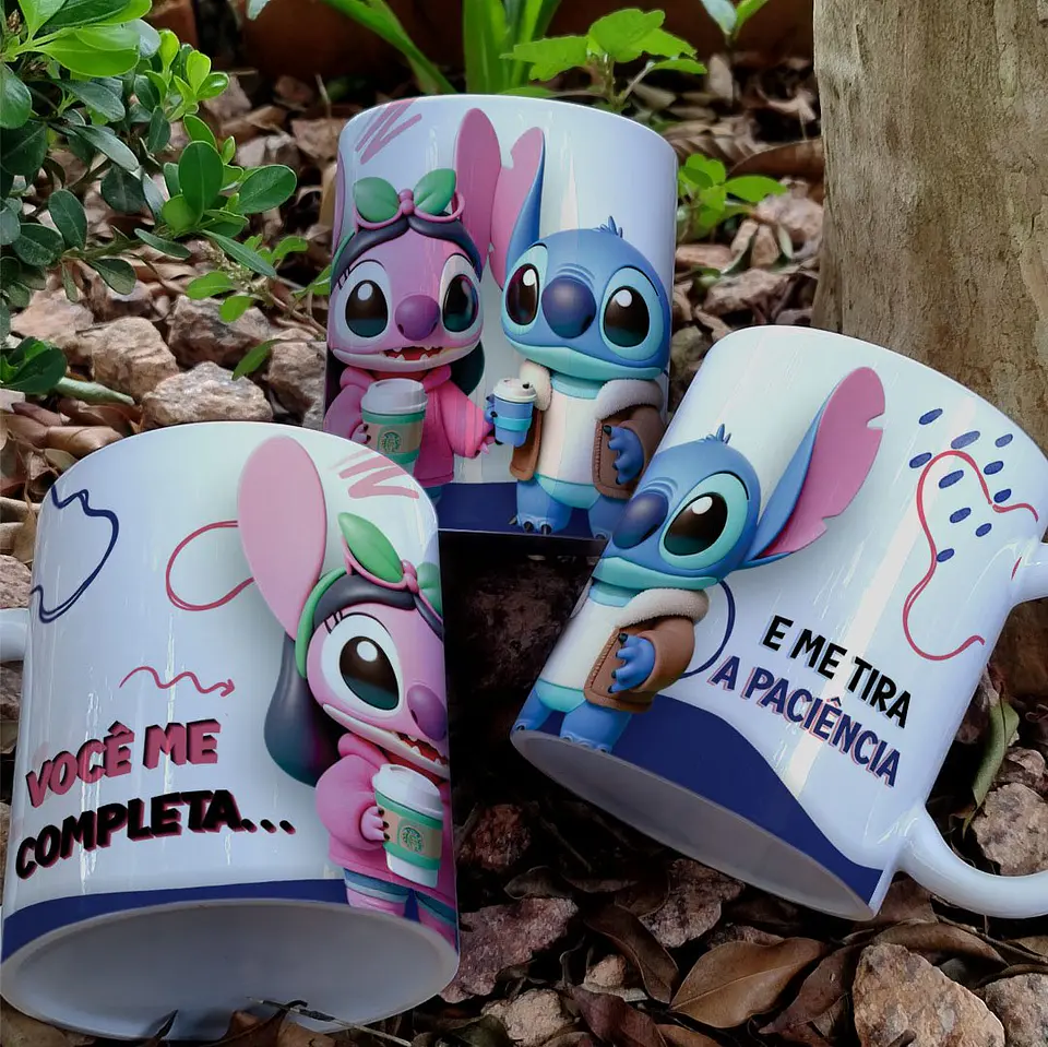 Arquivo Digital Arte Caneca Namorados Stitch e Angel 9