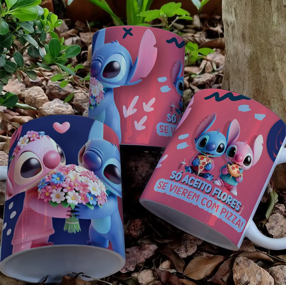 Arquivo Digital Arte Caneca Namorados Stitch e Angel 10