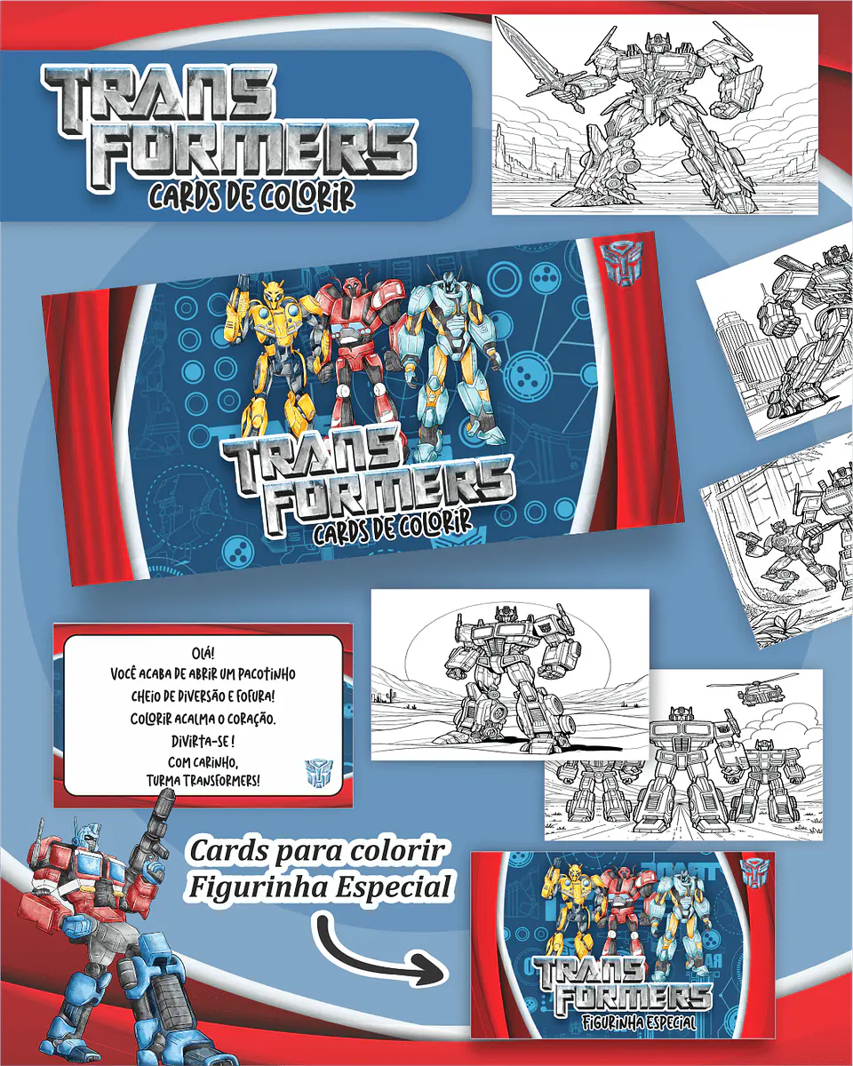 Arquivo Digital Cards de Colorir Transformers 1