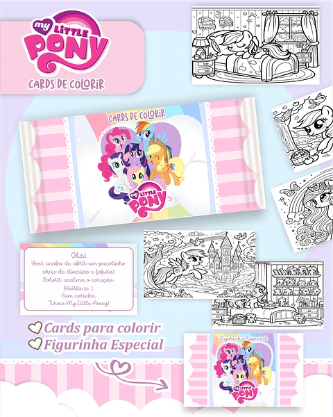 Arquivo Digital Cards de Colorir My Little Poney