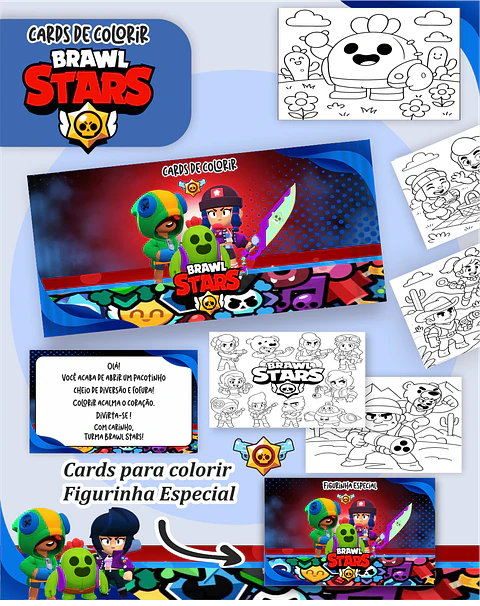 Arquivo Digital Cards de Colorir Brawl Stars