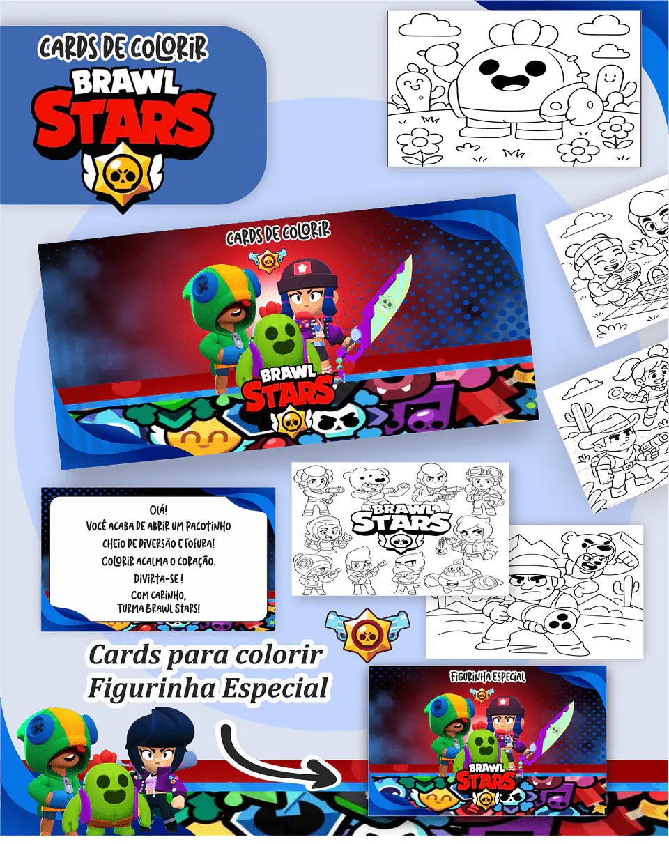 Arquivo Digital Cards de Colorir Brawl Stars 1