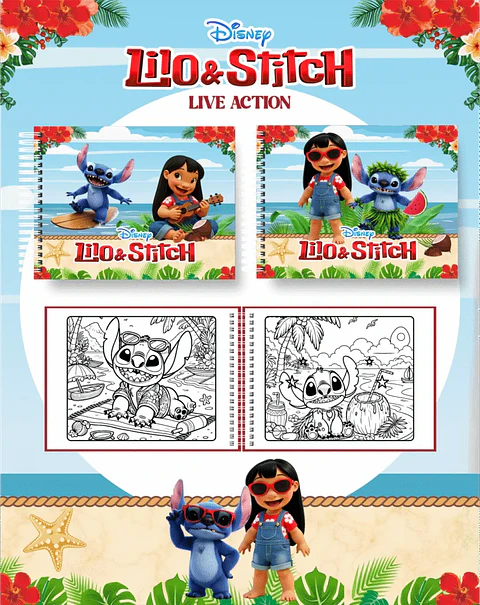 Arquivo Digital Livro de Colorir Lilo e Stitch Live Action