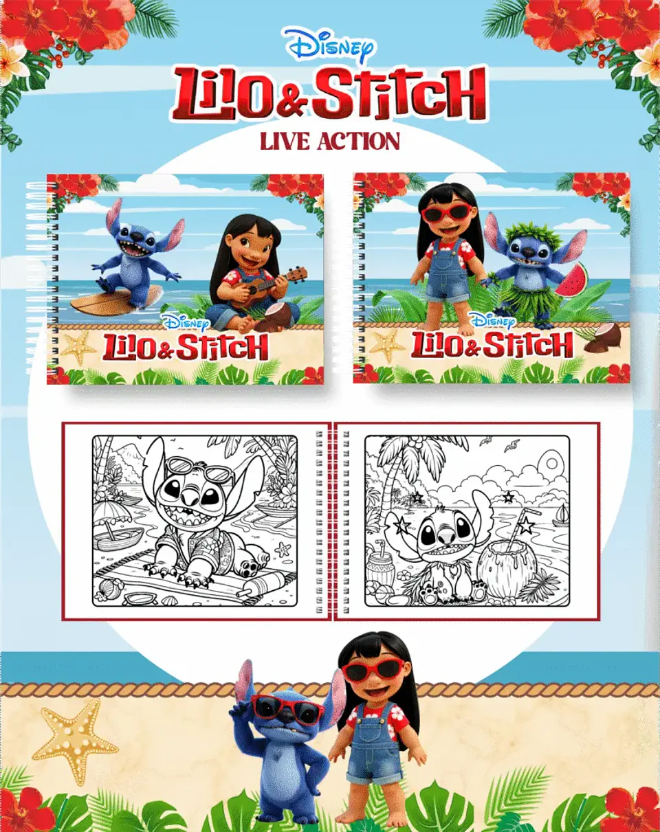 Arquivo Digital Livro de Colorir Lilo e Stitch Live Action 1