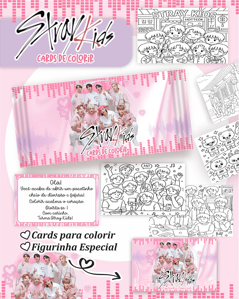 Arquivo Digital Cards de Colorir Stray Kids