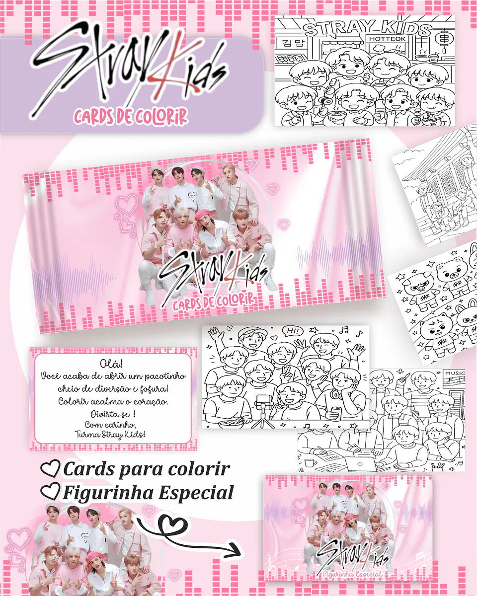Arquivo Digital Cards de Colorir Stray Kids 1