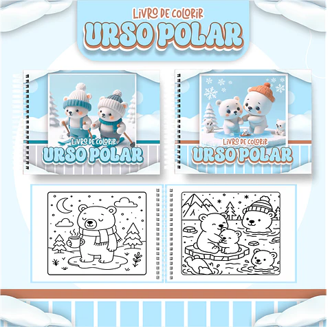 Arquivo Digital Livro de Colorir Urso Polar