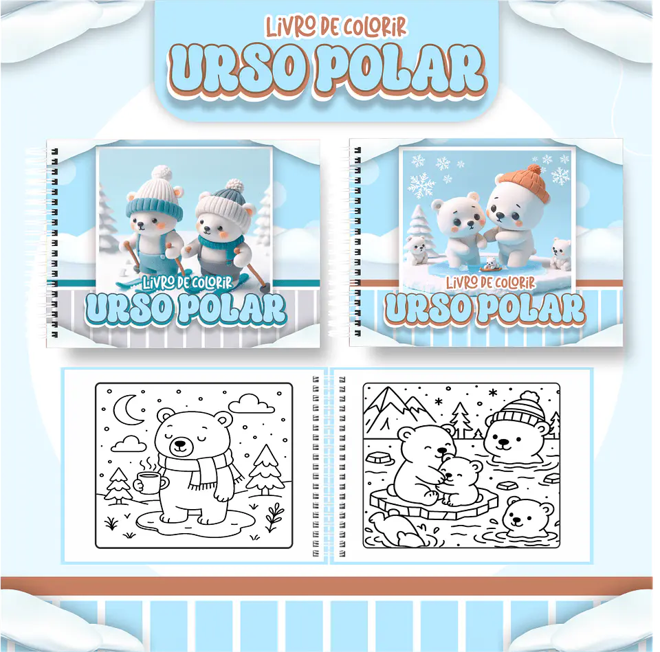 Arquivo Digital Livro de Colorir Urso Polar 1