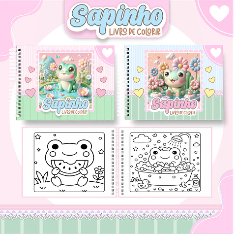 Arquivo Digital Livro de Colorir Sapinho Kawaii