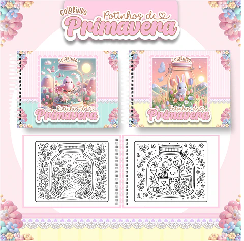 Arquivo Digital Livro de Colorir Potinhos de Primavera