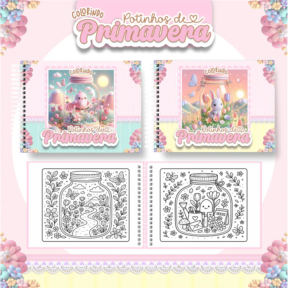Arquivo Digital Livro de Colorir Potinhos de Primavera 1