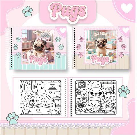 Arquivo Digital Livro de Colorir Pug