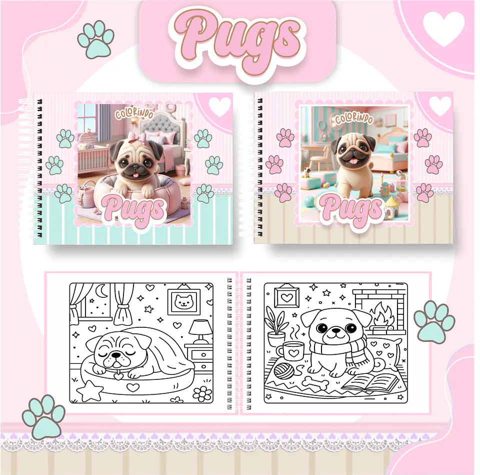 Arquivo Digital Livro de Colorir Pug 1