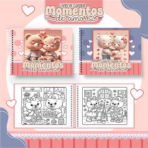 Arquivo Digital Livro de Colorir Ursinhos Namorados