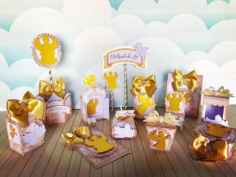 Kit Batizado Dourado Arquivo de corte