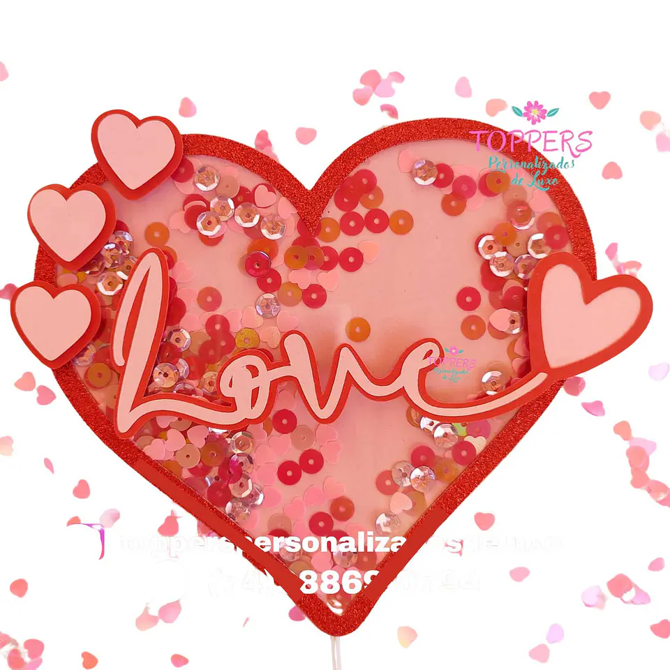 Dia dos Namorados Topo de Bolo Love Coração 1