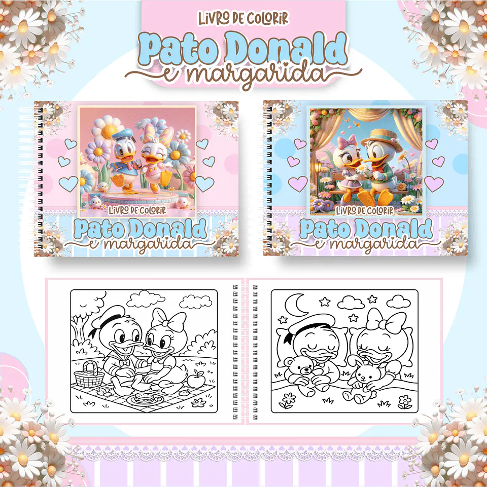 Arquivo Digital Livro de Colorir Pato Donald e Margarida 1