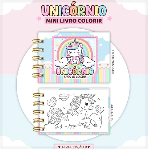 Arquivo Digital Mini Livro de Colorir Unicórnio