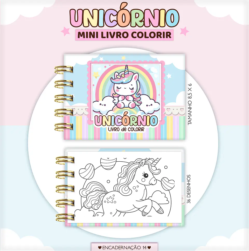 Arquivo Digital Mini Livro de Colorir Unicórnio 1