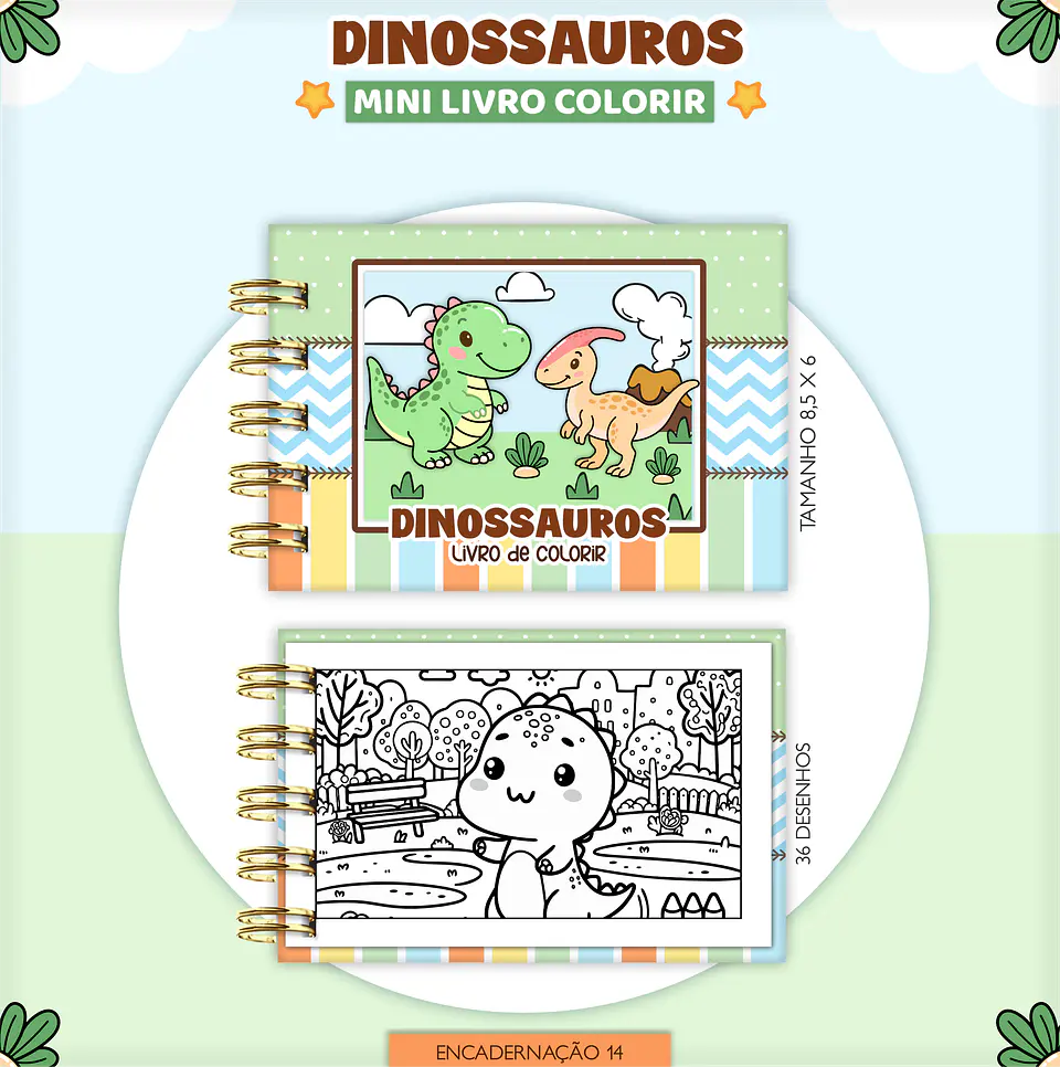Arquivo Digital Mini Livro de Colorir Dinossauro 1