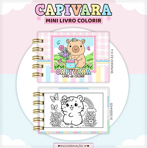 Arquivo Digital Mini Livro de Colorir Capivara