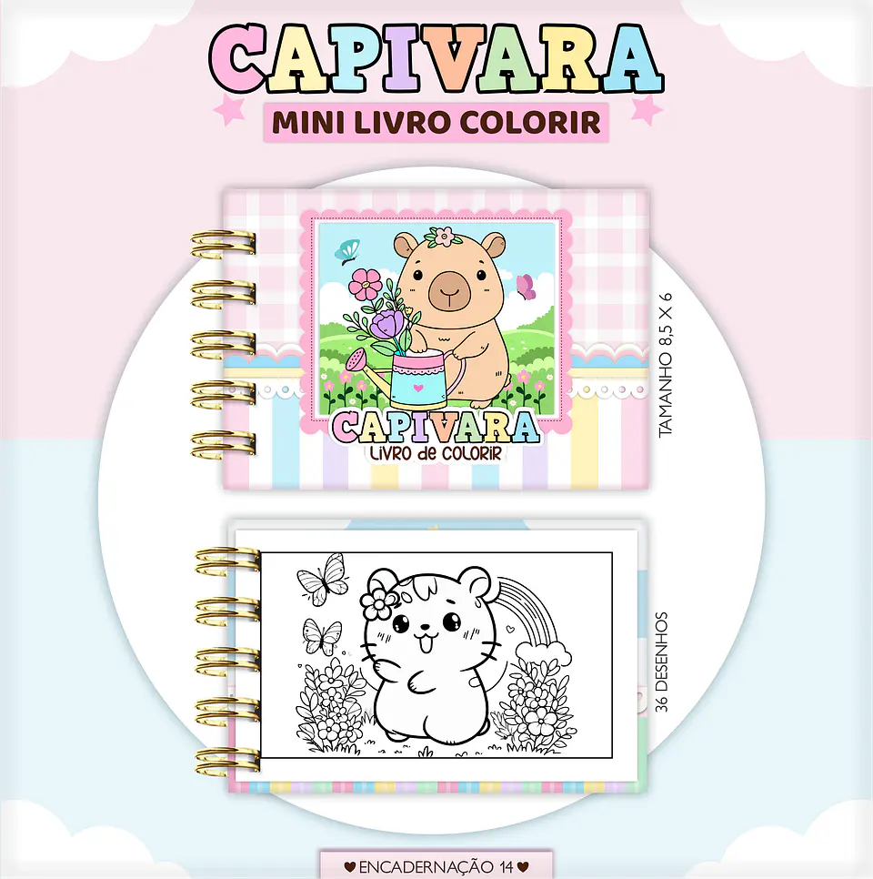 Arquivo Digital Mini Livro de Colorir Capivara 1