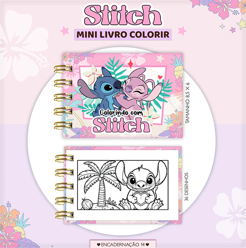 Arquivo Digital Mini Livro de Colorir Stitch