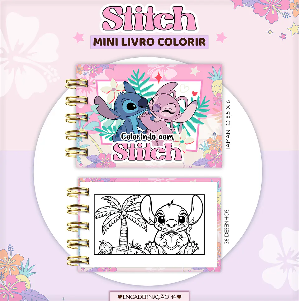 Arquivo Digital Mini Livro de Colorir Stitch 1
