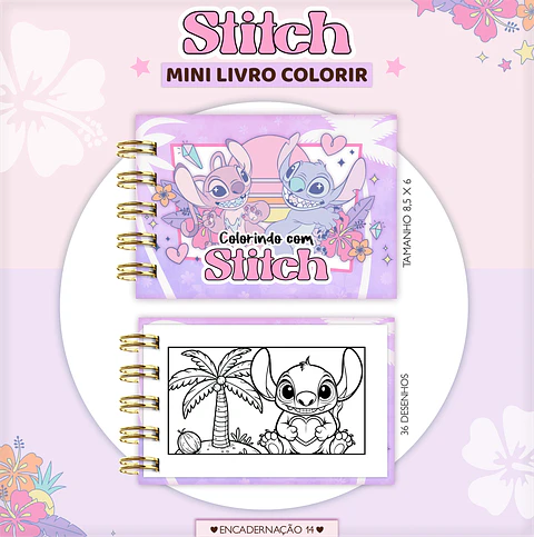 Arquivo Digital Mini Livro de Colorir Stitch