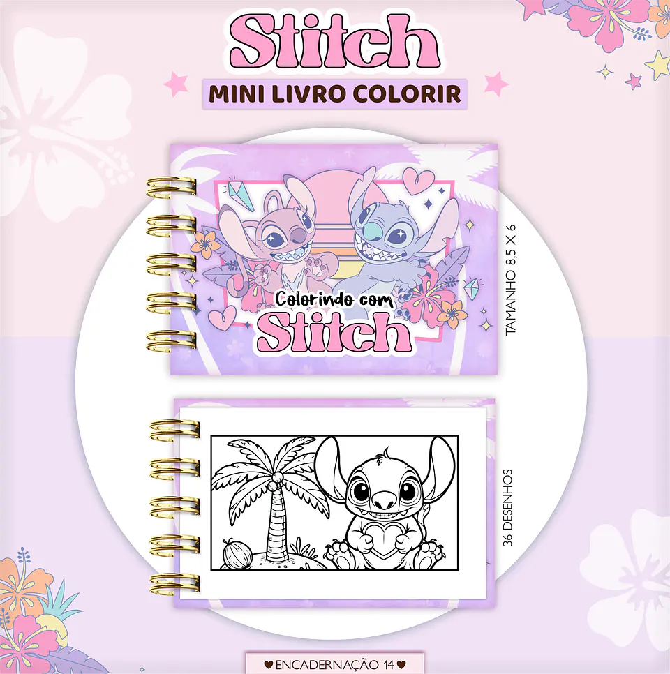 Arquivo Digital Mini Livro de Colorir Stitch 2