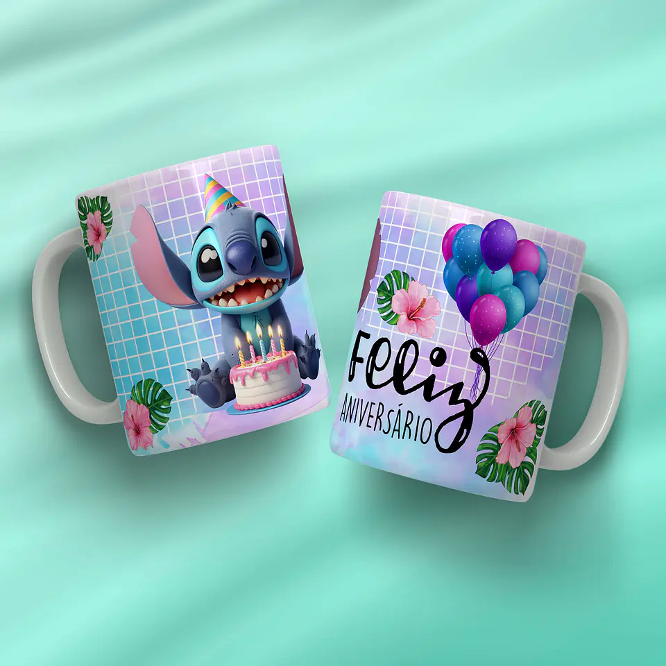 Arquivo Digital Pack Canecas Aniversario Stitch 9