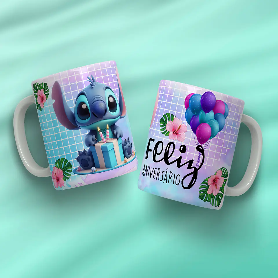 Arquivo Digital Pack Canecas Aniversario Stitch 12