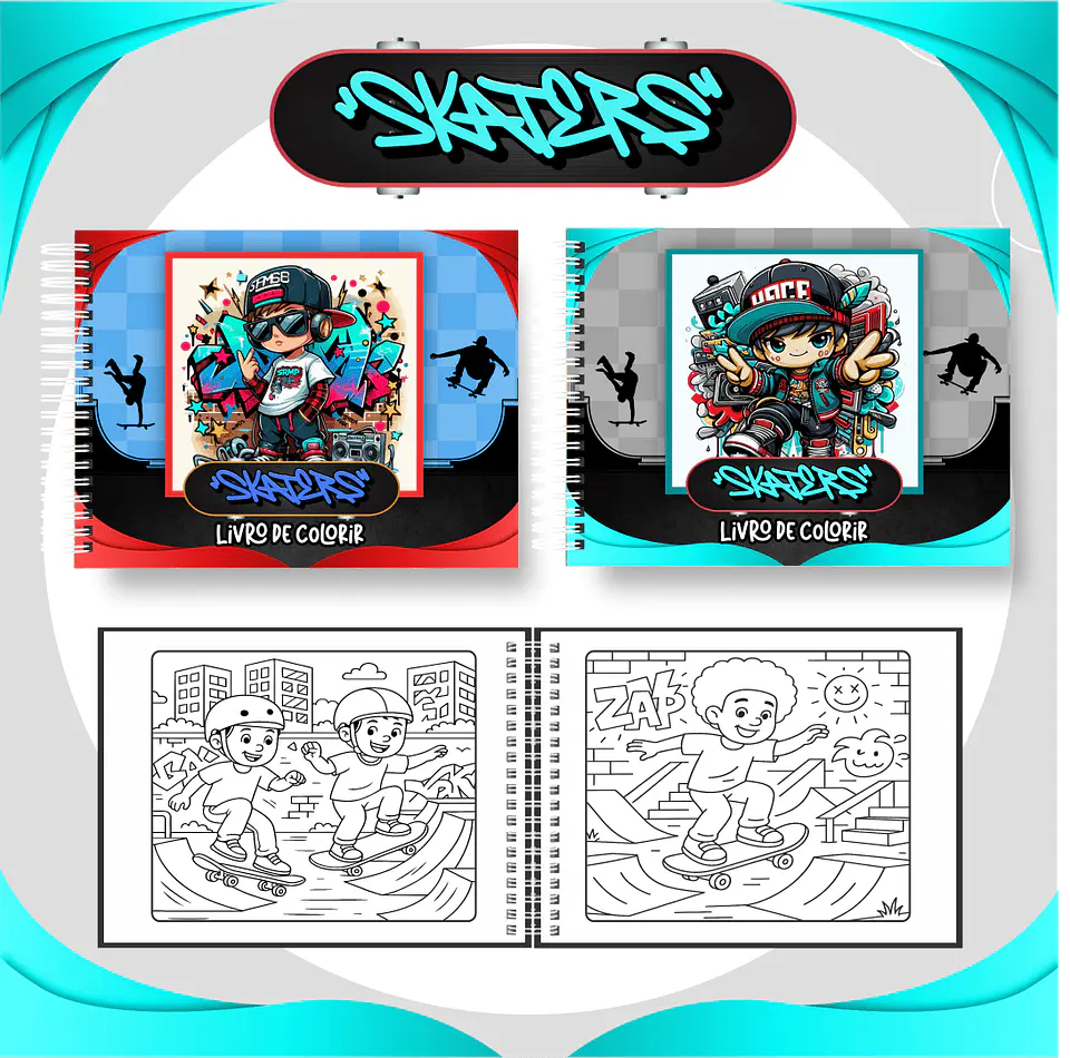 Arquivo Digital Livro de Colorir Skaters 1