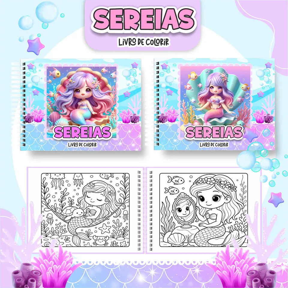 Arquivo Digital Livro de Colorir Sereias 1