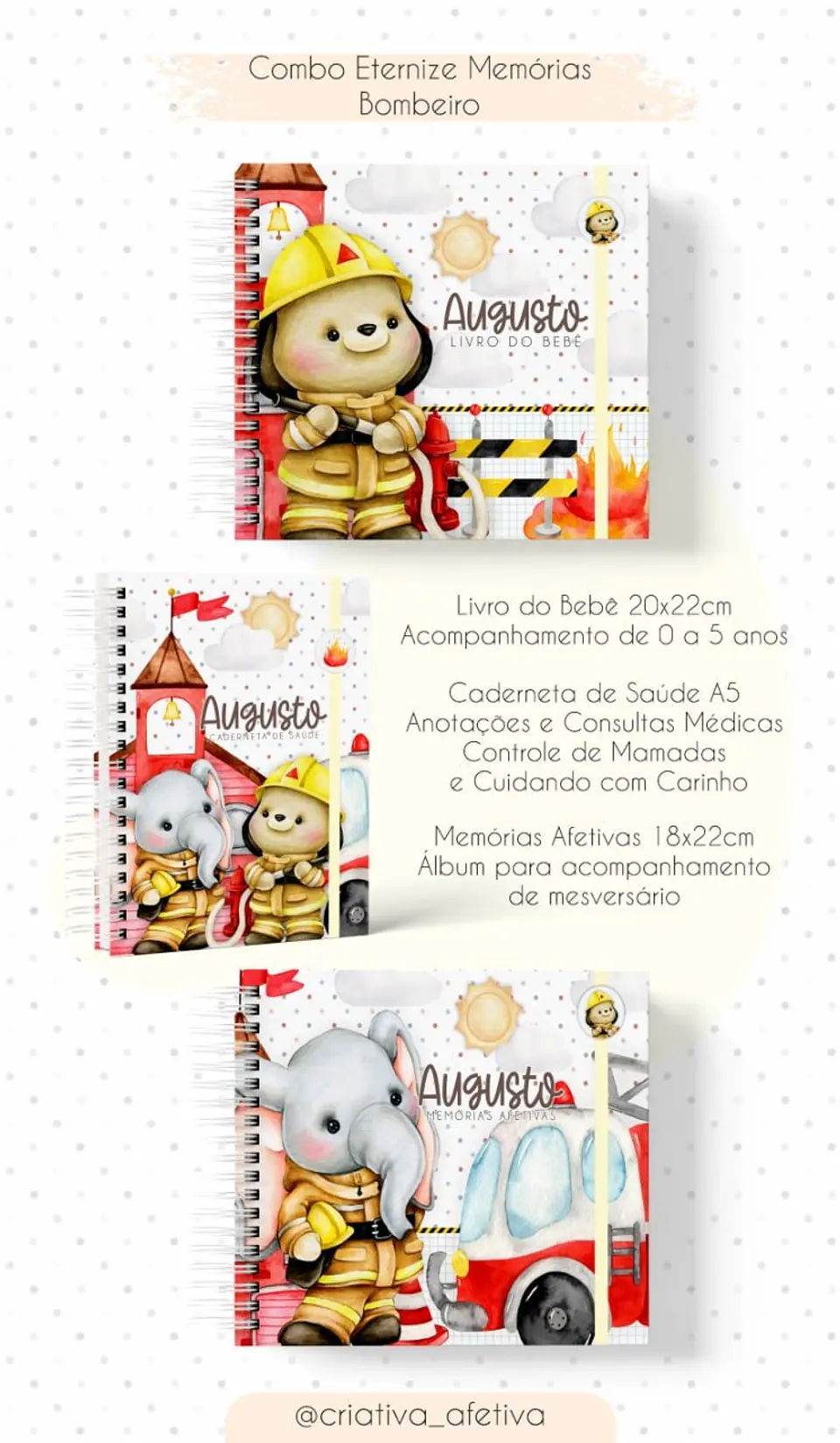 Arquivo Digital Caderneta + Livro Bebe Bombeiro 1
