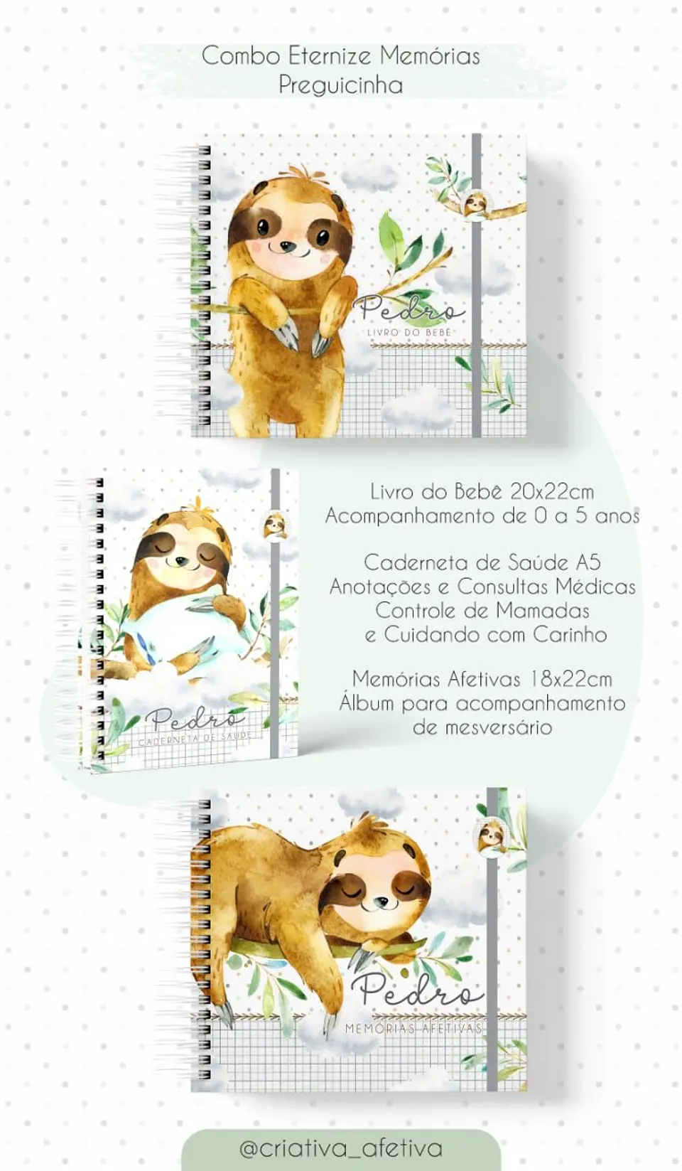 Arquivo Digital Caderneta + Livro Bebe Bicho Preguiça 1