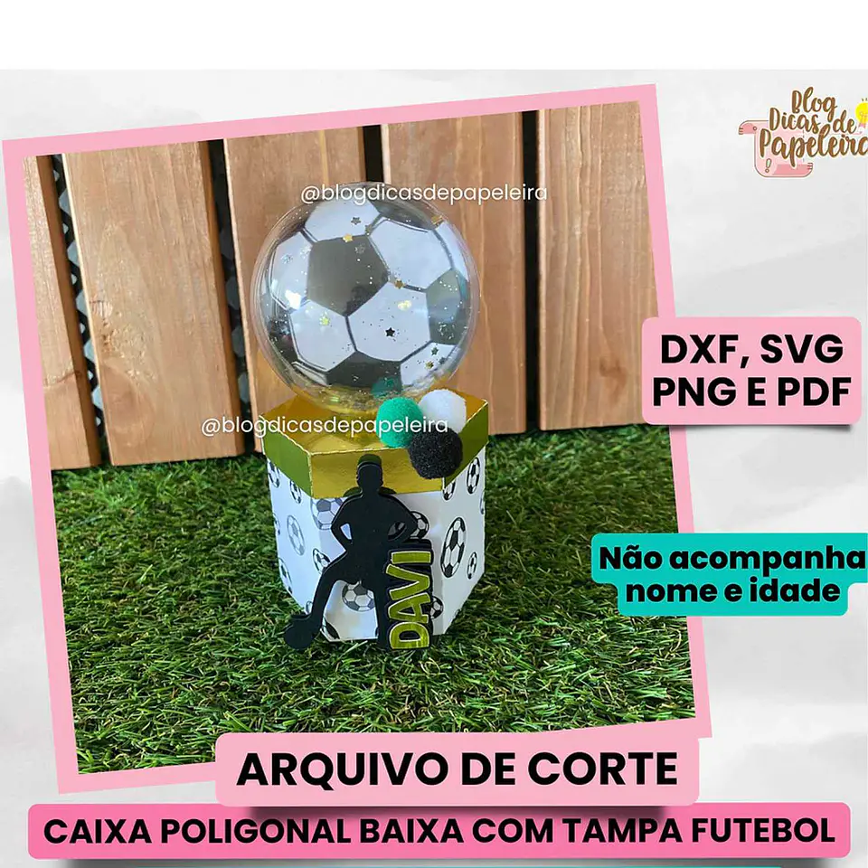 Arquivo de corte Caixa Poligonal com Tampa Futebol 1