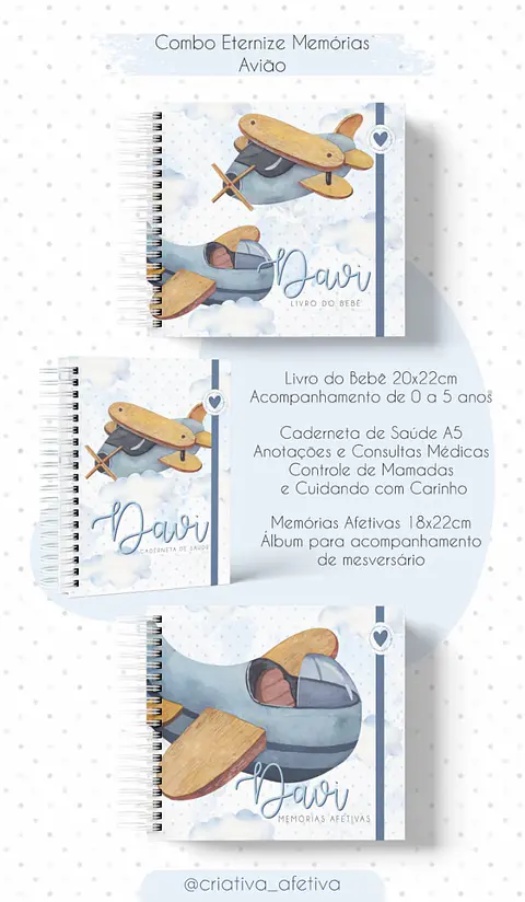 Arquivo Digital Caderneta + Livro Bebe Avião