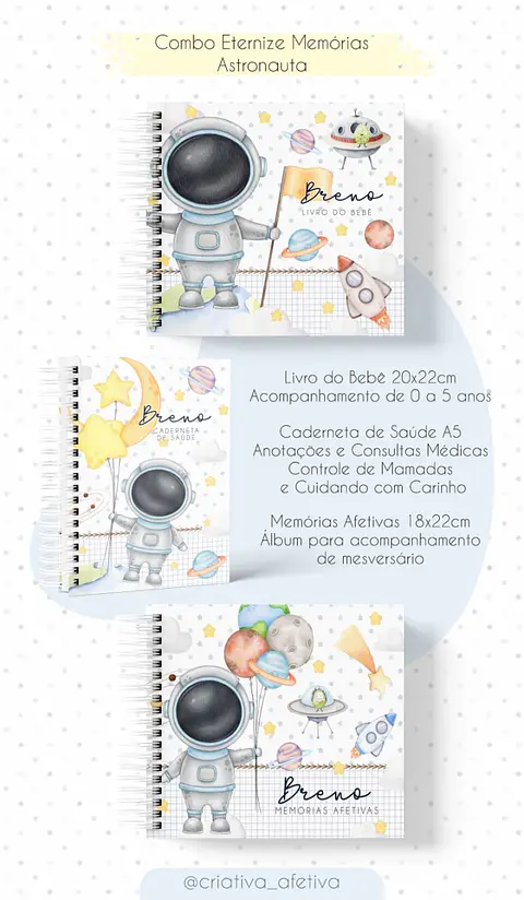 Arquivo Caderneta + Livro Bebe Astronauta