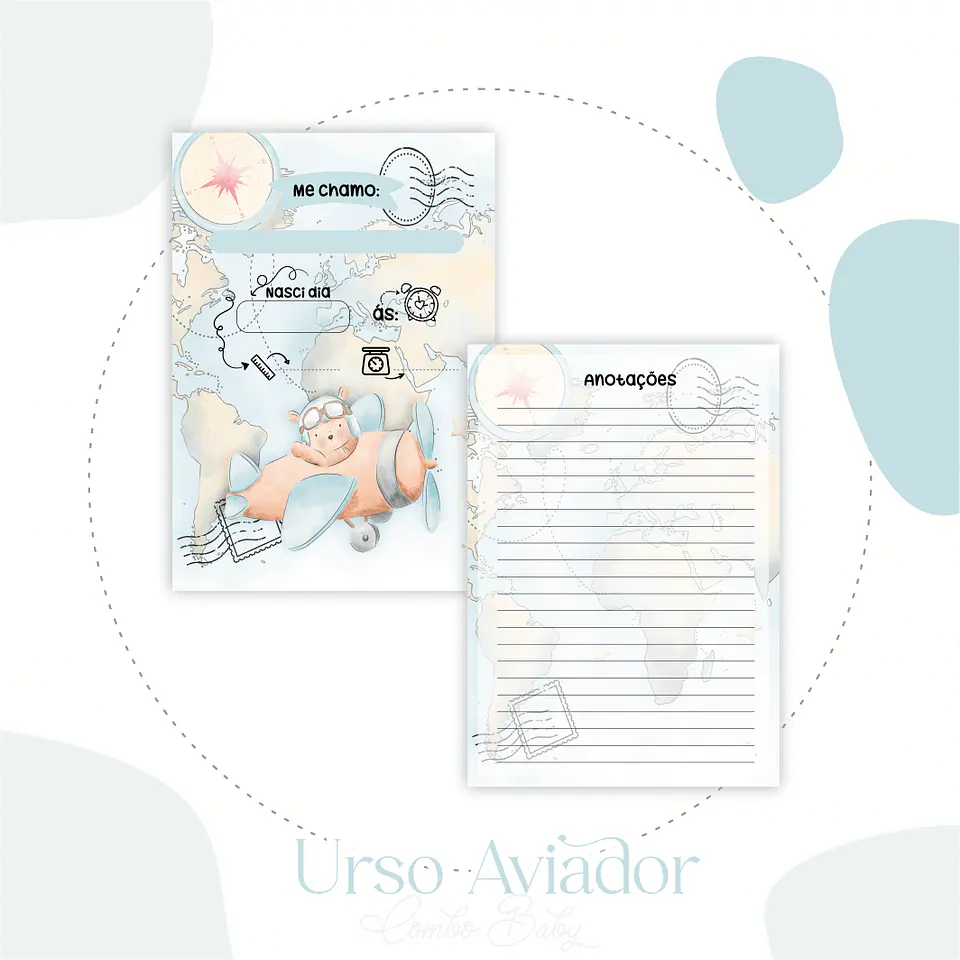 Arquivo Caderneta + Livro Bebe Urso Aviador 5