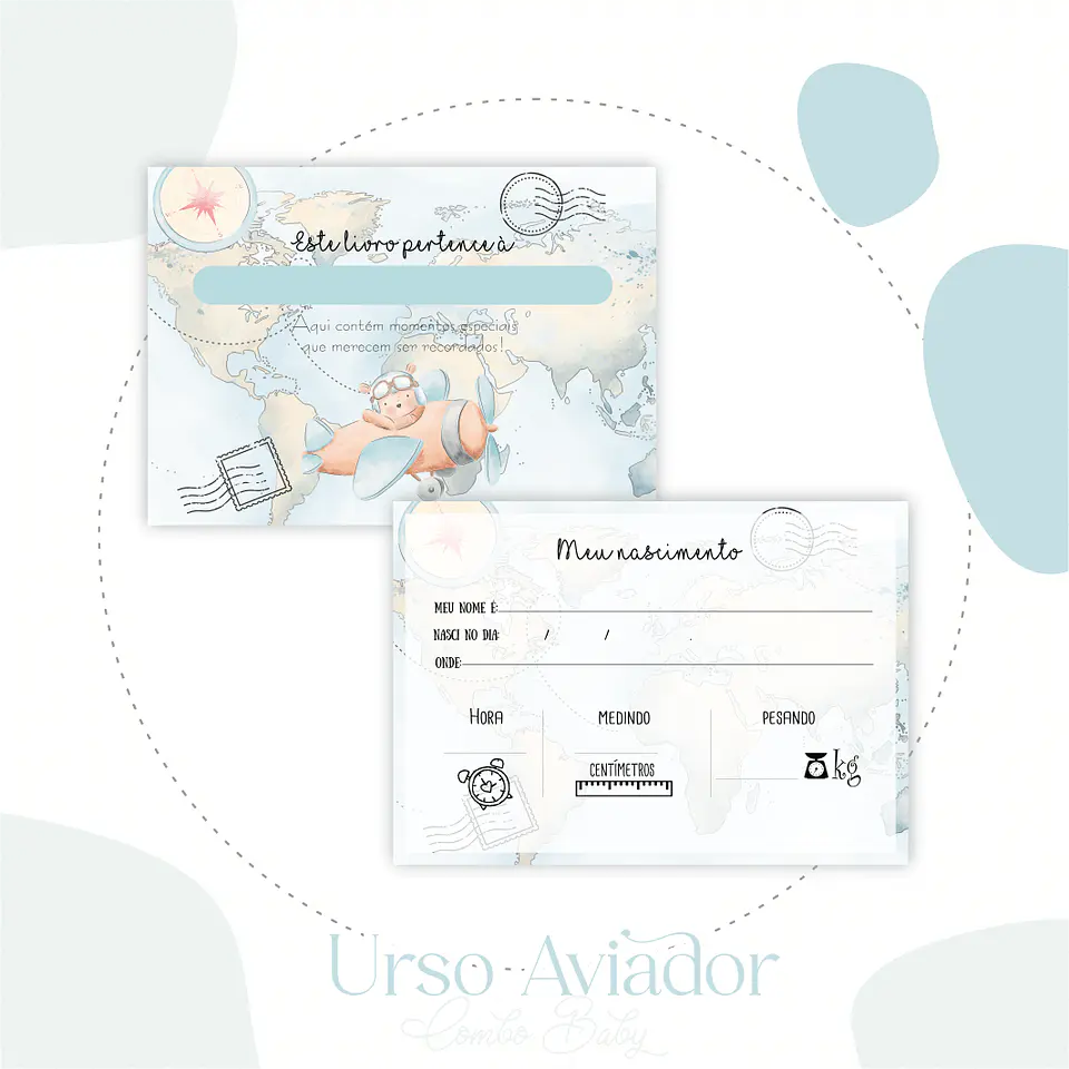 Arquivo Caderneta + Livro Bebe Urso Aviador 6