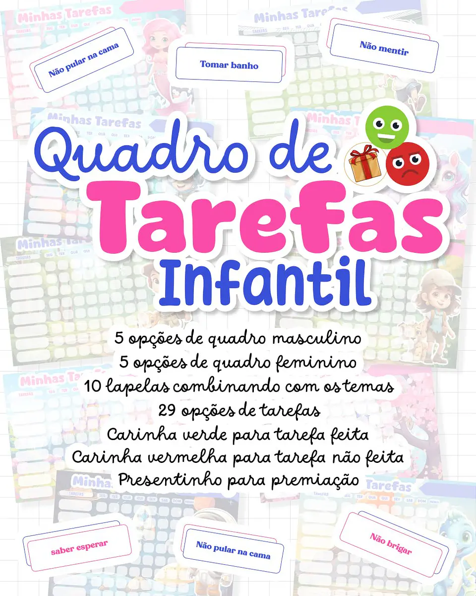 Arquivo de Corte Quadros de Tarefas Infantis 1