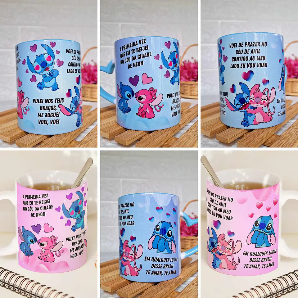 Sublimação Arte Caneca Stitch Dia dos Namorados 3