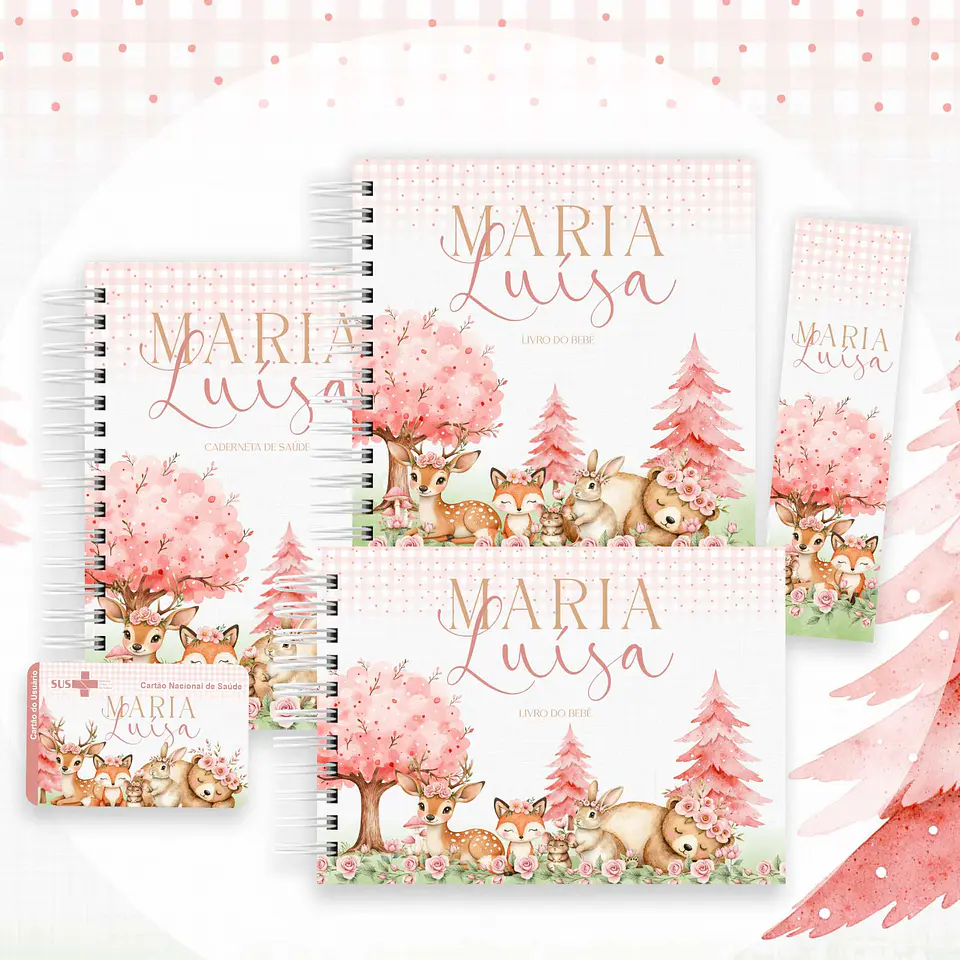 Arquivo Digital Caderneta E Livro Do Bebê Floresta Menina 1