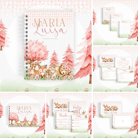 Arquivo Digital Caderneta E Livro Do Bebê Floresta Menina
