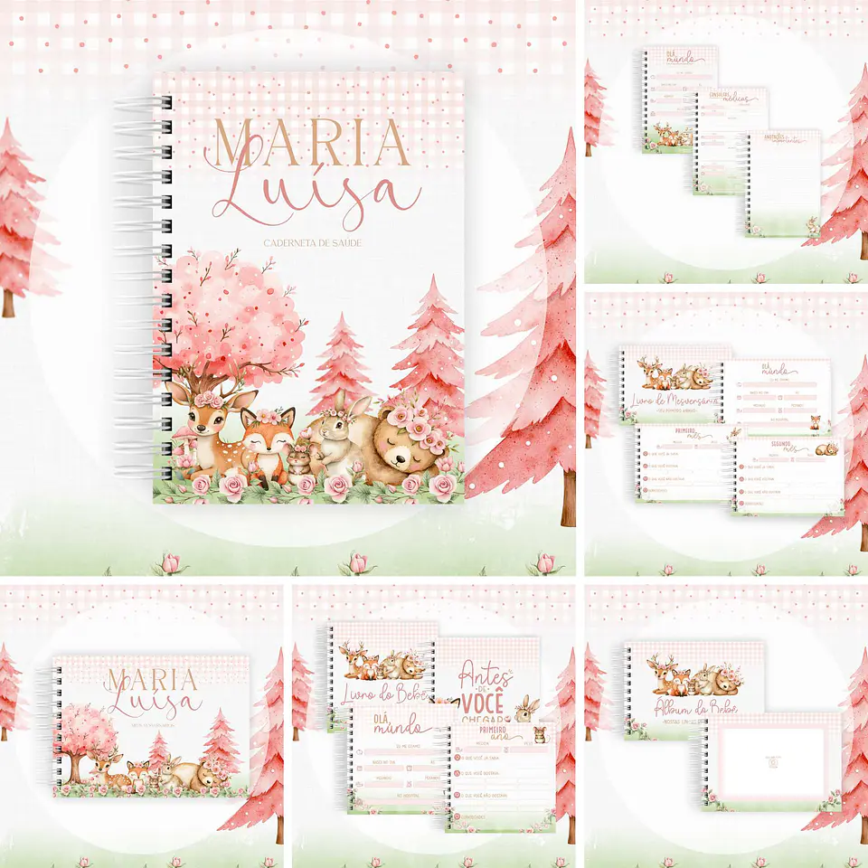 Arquivo Digital Caderneta E Livro Do Bebê Floresta Menina 2