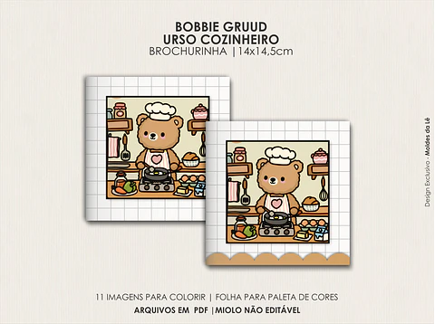 Arquivo Digital Livro de Colorir Cozy Ursinho Cozinheiro