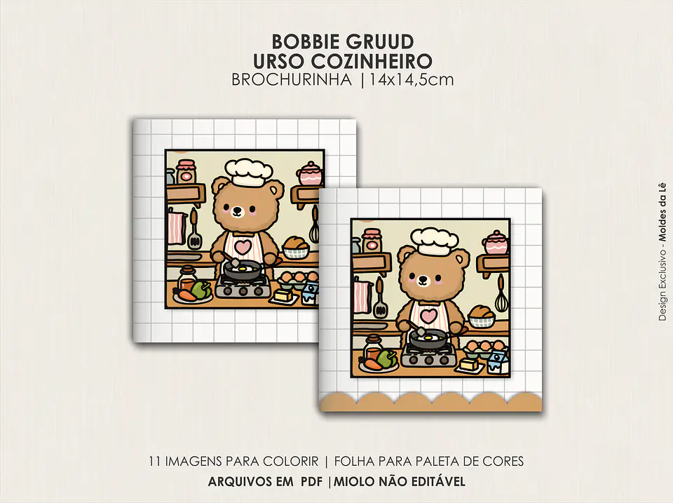 Arquivo Digital Livro de Colorir Cozy Ursinho Cozinheiro 1
