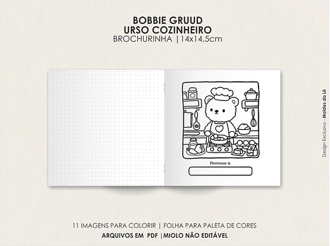 Arquivo Digital Livro de Colorir Cozy Ursinho Cozinheiro