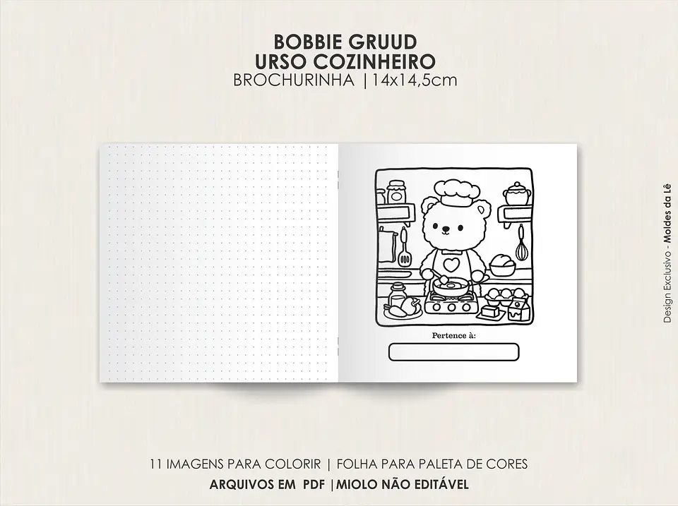 Arquivo Digital Livro de Colorir Cozy Ursinho Cozinheiro 2